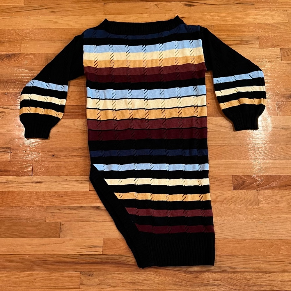SHEIN boat neck thigh split striped sweater dress